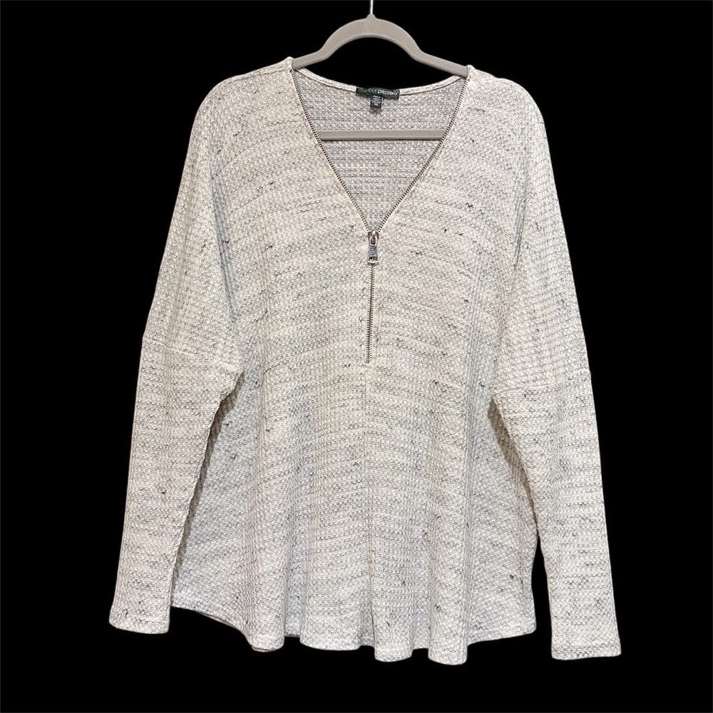 Shannon Passero waffleknit long sleeve zip up top